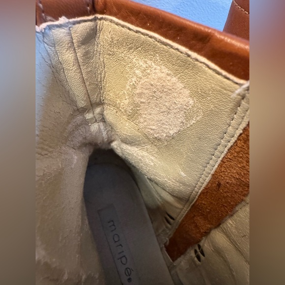 Vintage 90s Boot Leather Chunky Heel Harness Tan EUC sz 9 - Picture 11 of 14